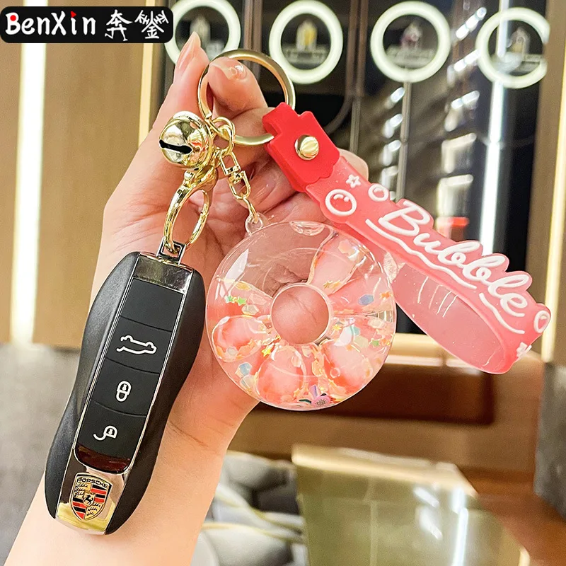 2025年ミンソオイルインオイル発光ドーナツキーホルダー、流砂カーペンダント、絶妙なバッグアクセサリー、クレーンゲーム景品