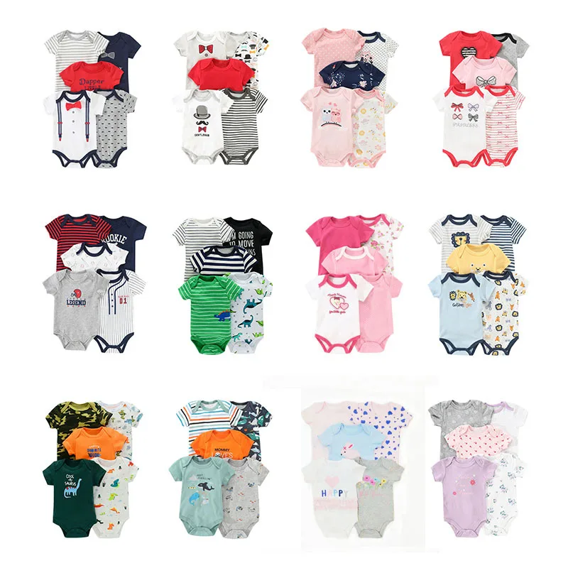 

2025 Baby Clothes Five Piece Set European And American Bag Fart Jacket Short Sleeved Summer Cotton Pullover Children's Clothing