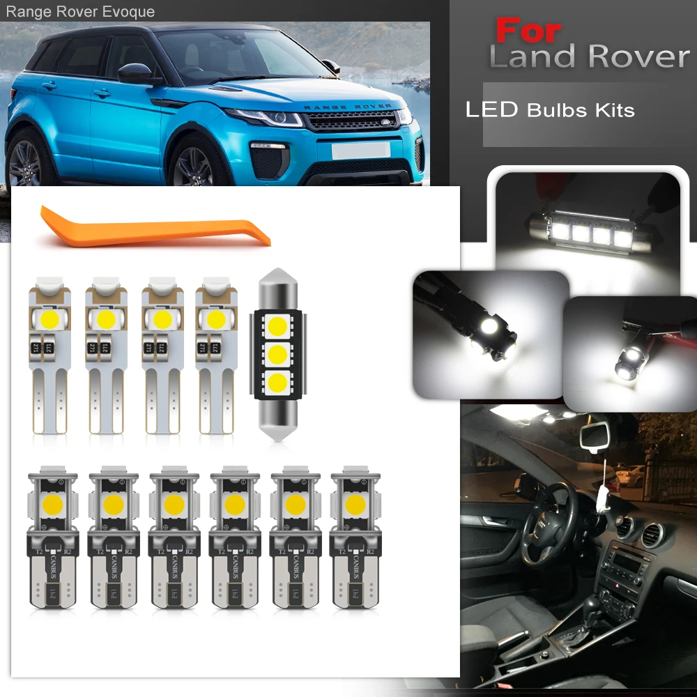 For Land Rover Range Rover Evoque 2012-2018 Canbus White Led Interior Package Light Kit Map Dome Trunk Door Vanity Mirror Bulbs