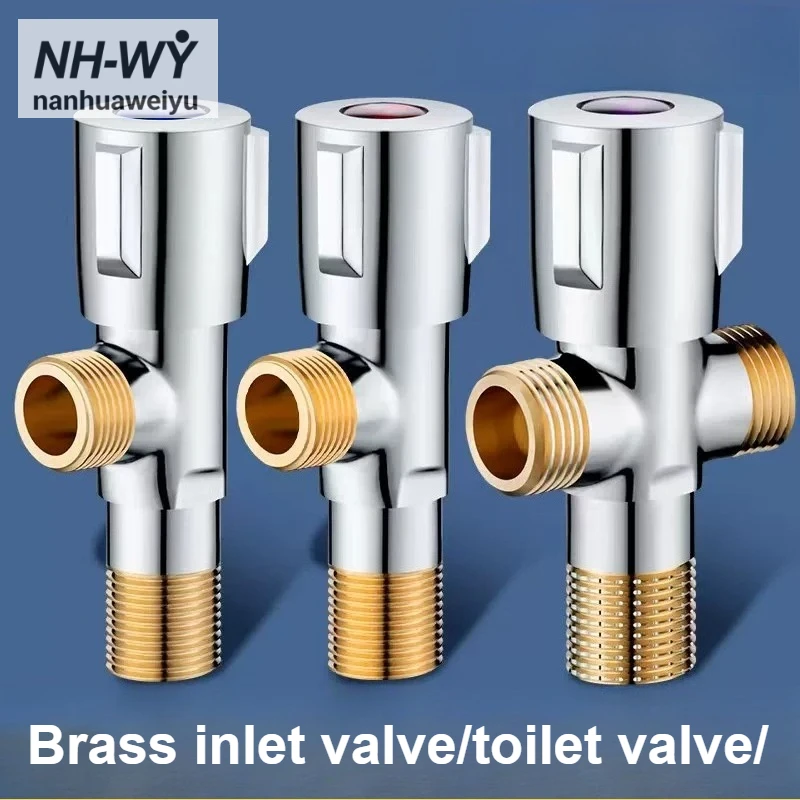 Brass Angle Valve 1 In 2 Out G1/2 DN15 Water Separator Tap Double Outlet Washing Machine Water Tap Two Way Water Stop Valve