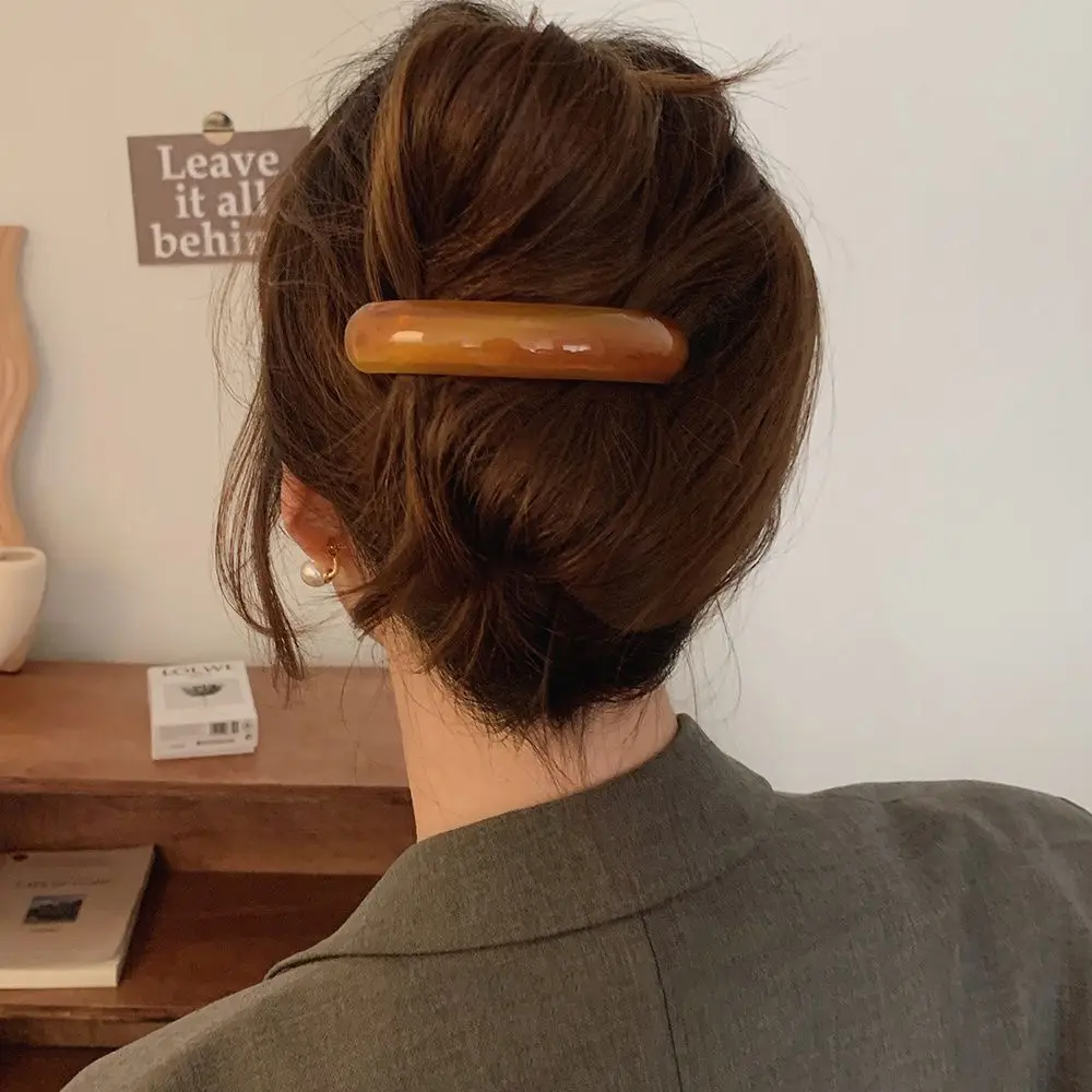 Fashion Elliptical Leopard Print Hair Clip PVC Geometric Spring Clip Grab Clip Headwear Large Hairpin Daily