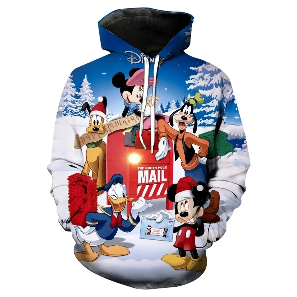 Disney New 3D Minnie Mickey Mouse Christmas Men Women Hoodies Casual Hip Hop Streetwear Sweatshirts Boys Girls Autumn Tops Coats