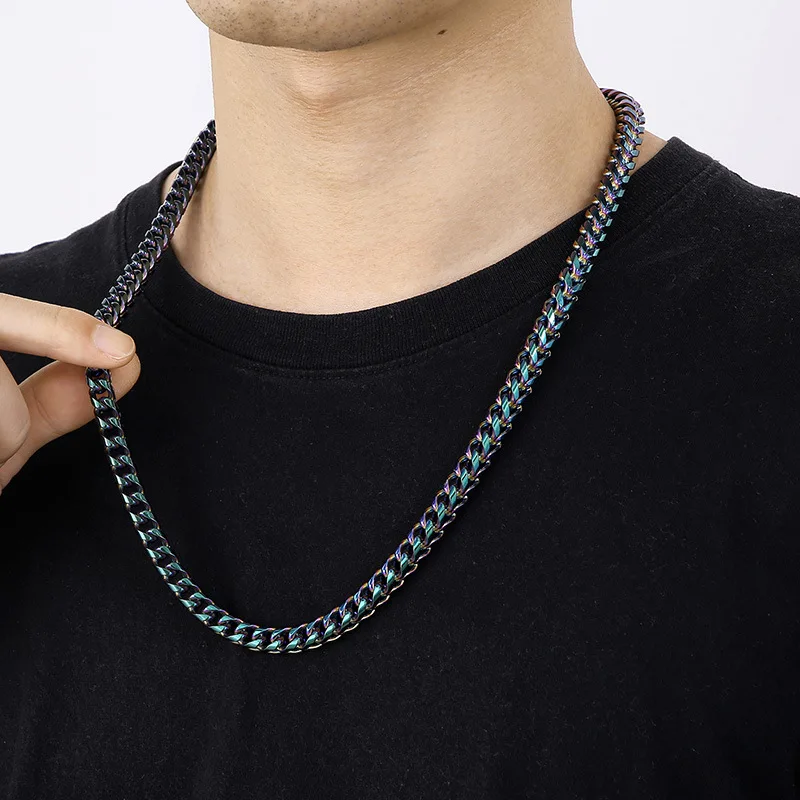 

8 мм/10 мм тяжелый панк 18-каратного золотого цвета дракон киль цепочка ожерелье хип-хоп мужчины женщины Радуга из нержавеющей стали байкерское велосипедное колье ювелирные изделия