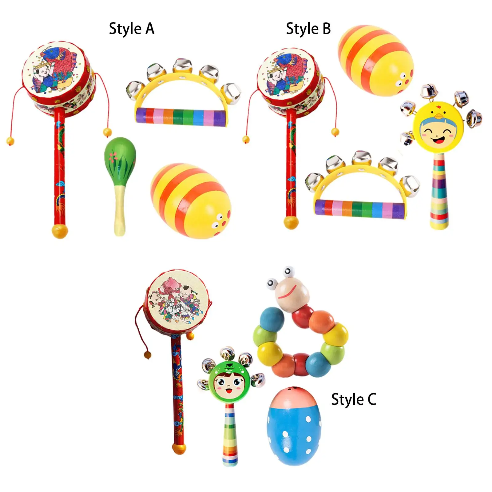 4 Pieces Wooden Musical Instruments Set Development Toy Premium Percussion Rhythm Kits