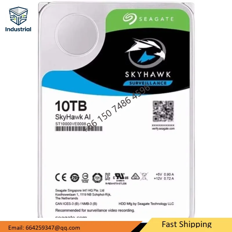 FOR Sea Gate Sky Hawk 10TB HDD SATA 6Gb/s 256Mb 3.5' Monitor Video Recorder Hard Disk Drive NEW ST10000VE0008 ST10000VE001
