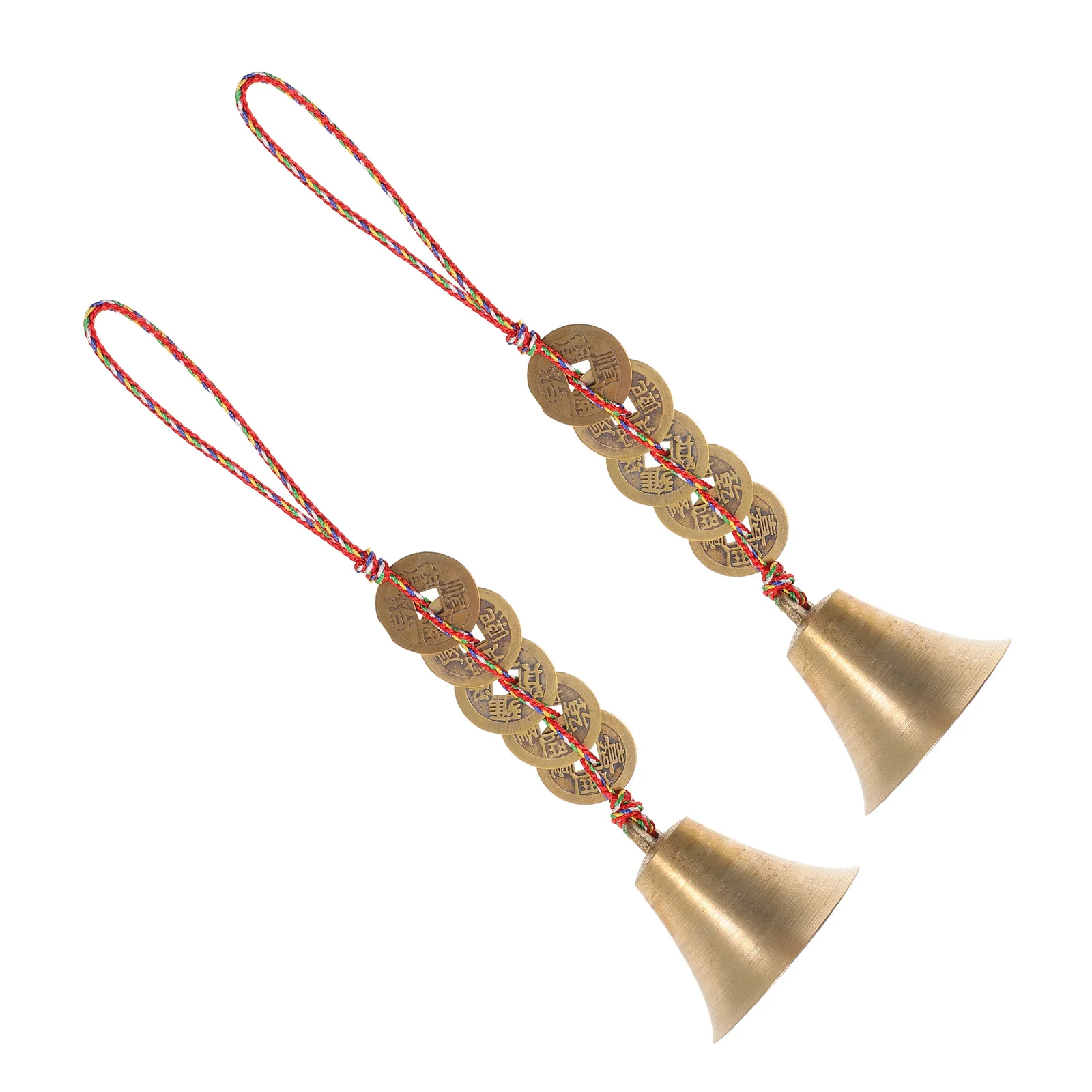 

2Pcs Chinese Feng Shui Wind Chimes Brass Soothing Sound Wind Bells for Balcony Porch Study Decor Miniature Metal Bell Pendant