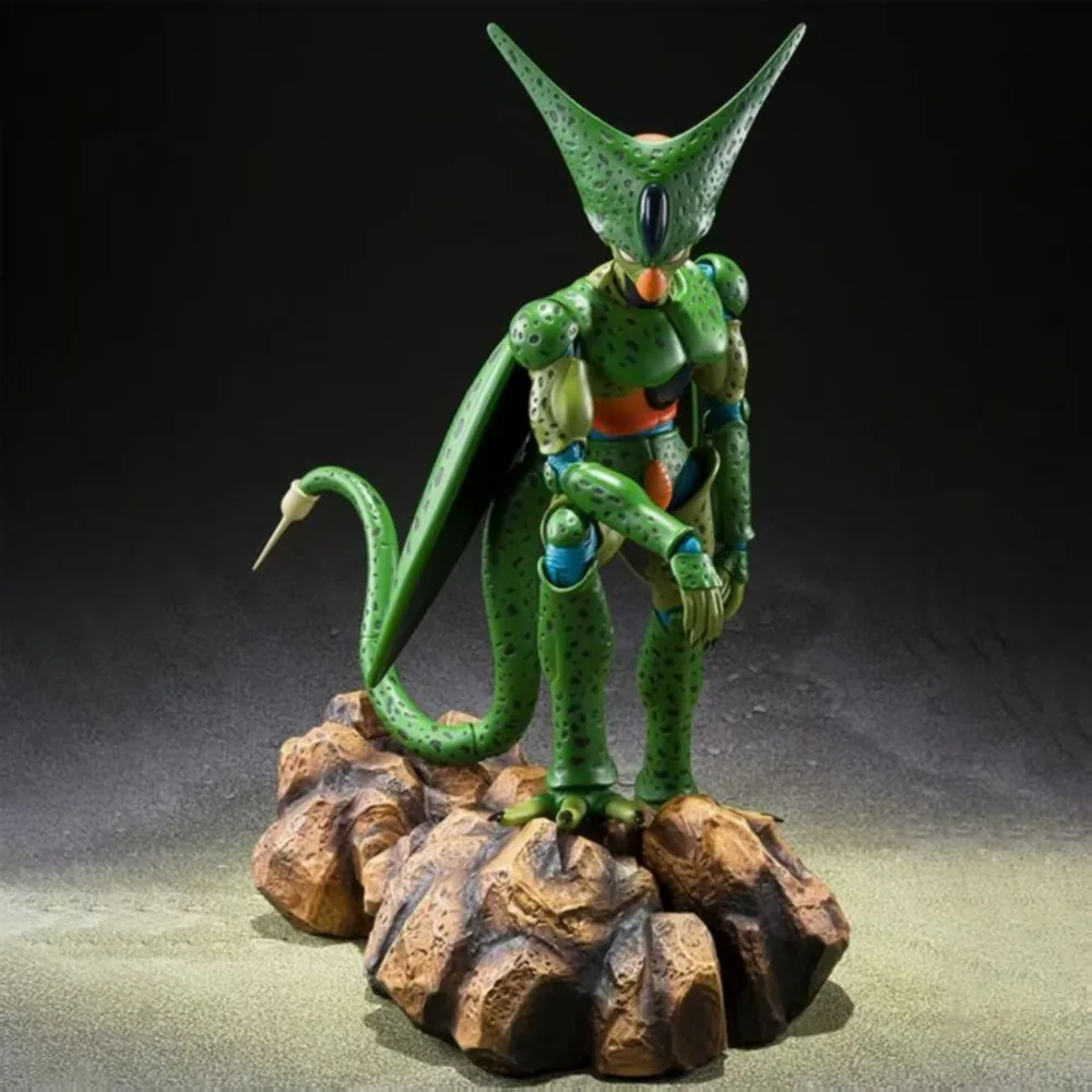 In Stock BANDAI Original S.H.Figuarts Dragon Ball Z Cell First Form Anime Figure Action Figure Replaceable Face Model Toys Gifts view 4