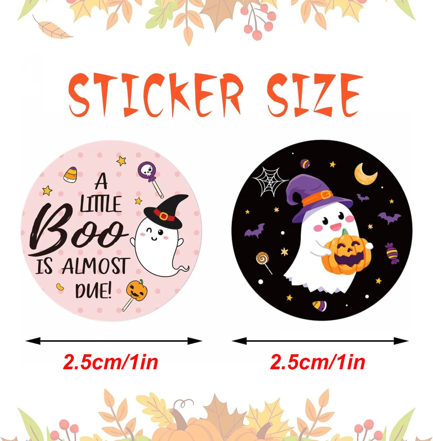 100-500pcs Cute Halloween Ghost Sticker, 2.5cm White Ghost Label for Envelope Gift Card Candy Bag Party Supplies