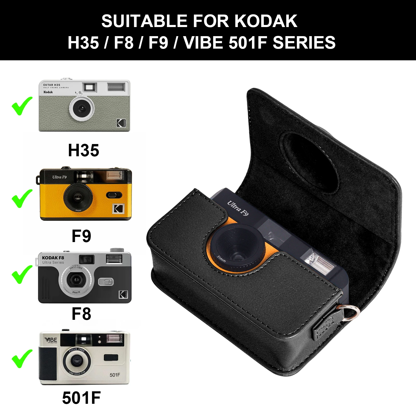 حقيبة كاميرا عالمية لـ Kodak F9S M35 M38 I60 حامل تخزين الكاميرا المنظم لـ KODAK H35 H35N ملحقات كاميرا التصوير