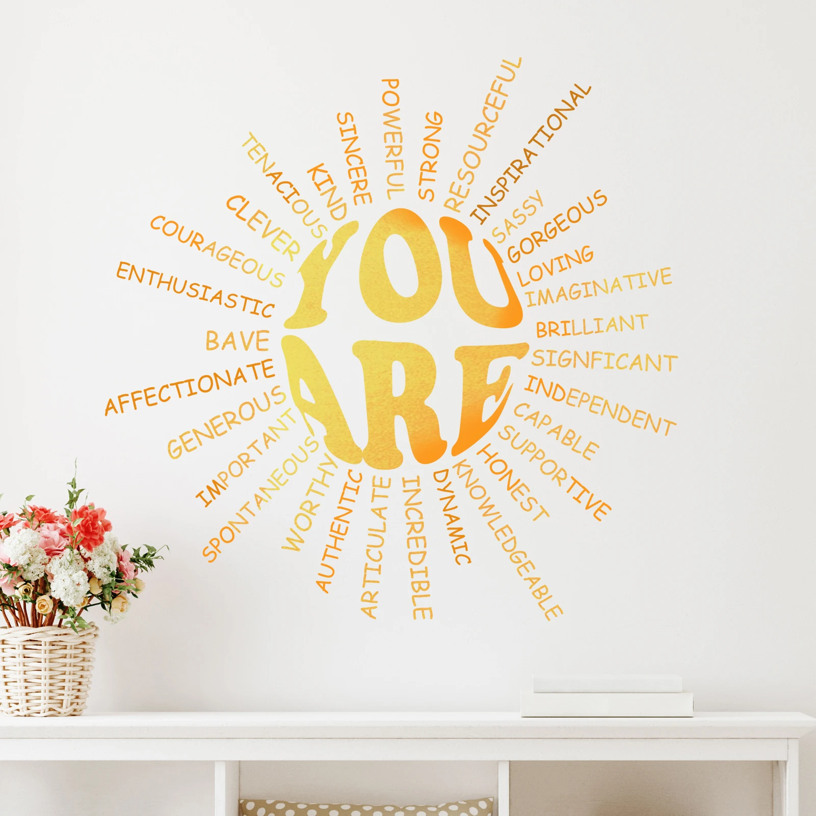 2pcs Sun Positive Affirmation Wall Sticker,  