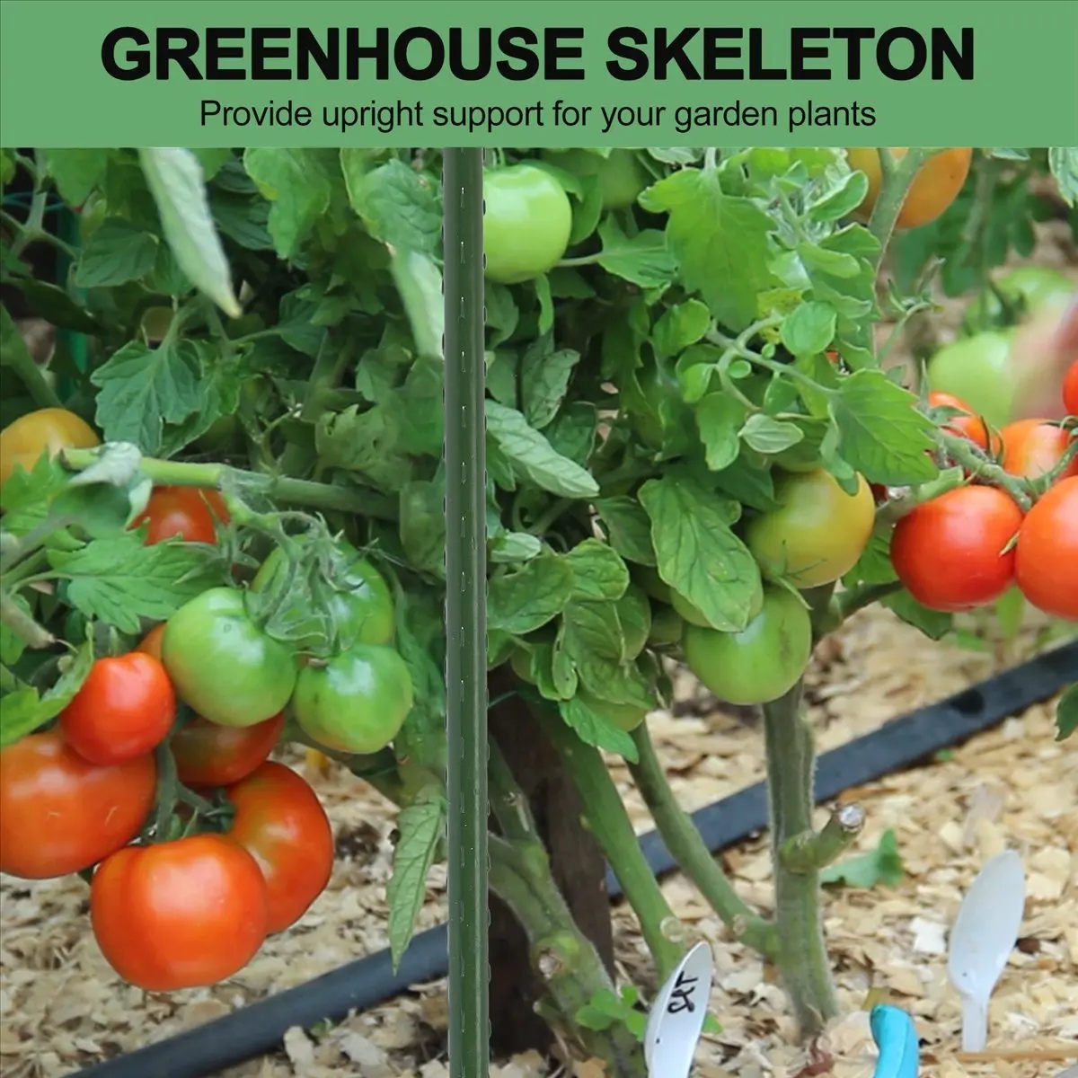 A56K 25 Pack Garden Stakes Metal Plastic Coated Plant Cage Supports Climbing for ,Trees,Cucumber,Fences,Beans,40cm