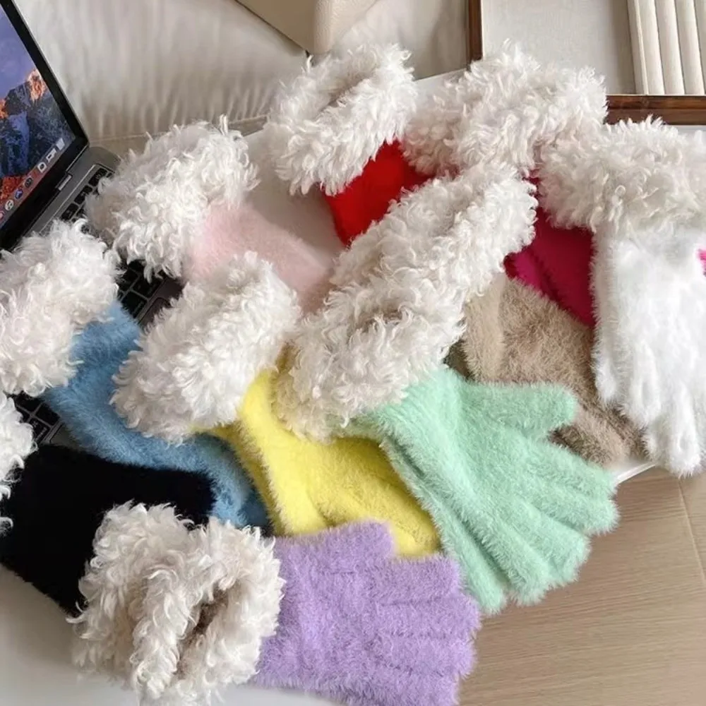 جديد سميكة قفازات محبوكة الدفء بلون الباردة واقية قفازات شاشة تعمل باللمس يندبروف الدافئة الترفيه قفازات النساء #2