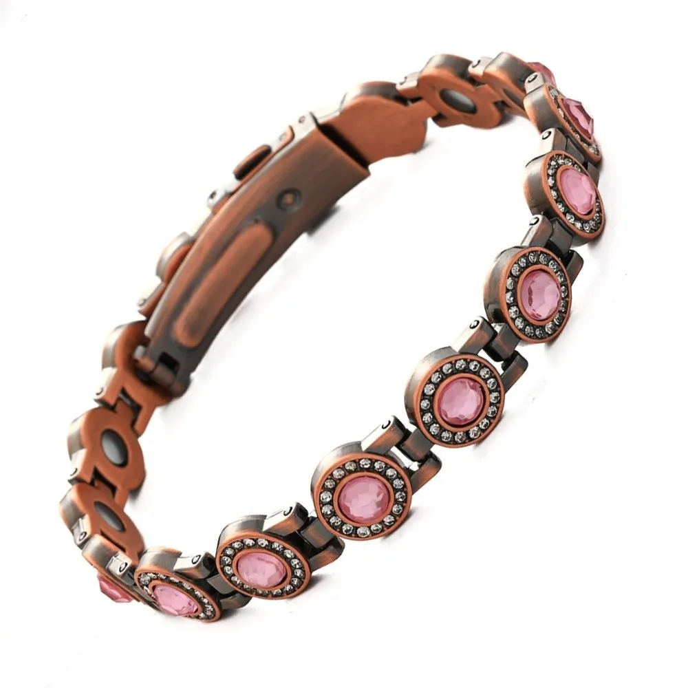 New Stainless Steel Magnetic Bracelet Magnet Fashion Anti Static Bangle Rust-proof High Polished Rhinestone Wrist Chain Outdoor
