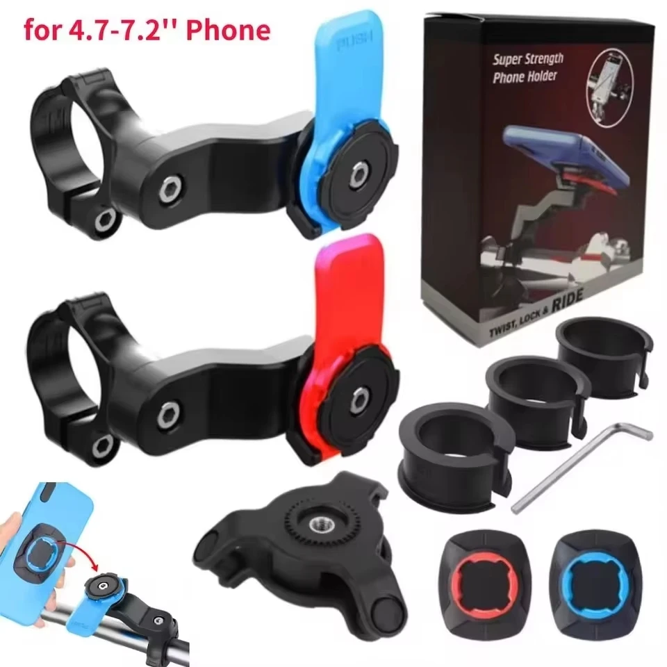 Motorcycle Bike Phone Holder Stand Anti-shake Handlebar Stem Holder 360° Rotatable Navigation Support Security Bracket