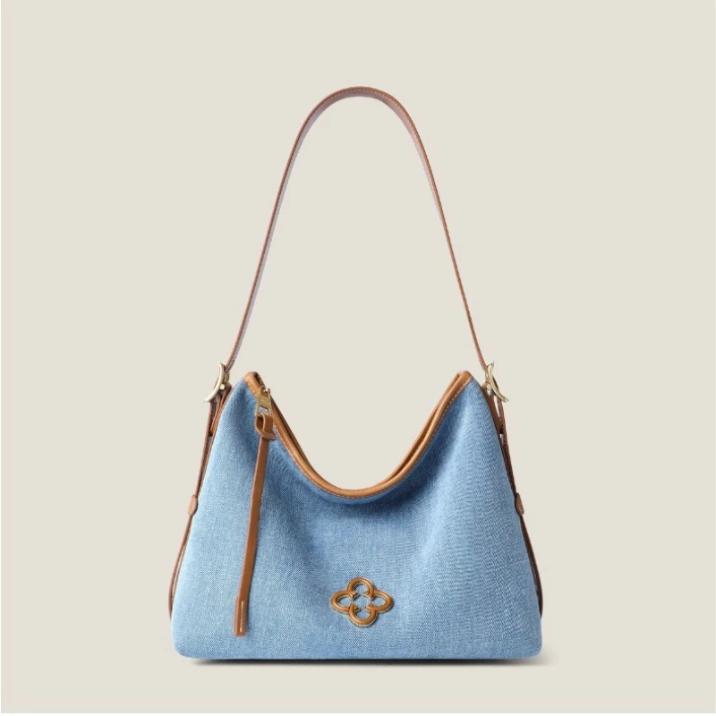 

Cassile 2025 Fashionable New Hobo Tote Bag Denim Blue Single Shoulder Large Capacity Canvas Crossbody Bag