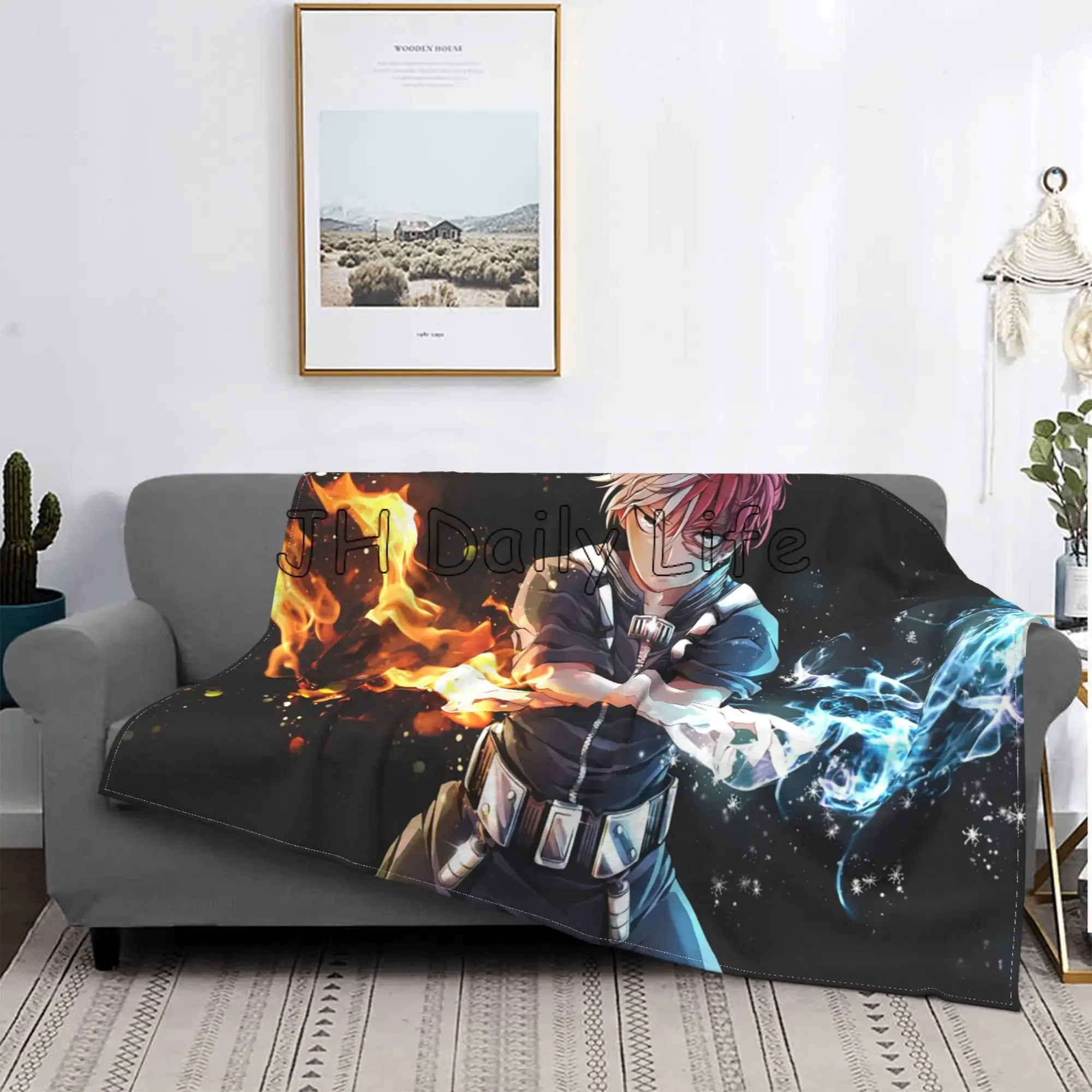 Todoroki BNHA Flannel Fleece Blanket Boku No My Hero Academia Anime Manga Throw Blankets Gifts for Adults Girls Boys 50x40 Inch