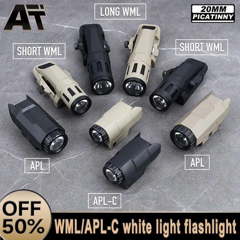 

WADSN WML APL-C Tactical Flashlight 20mm Picatinny Rail Airsoft Hunting Weapon White LED Constant Instantaneous Flashing Light