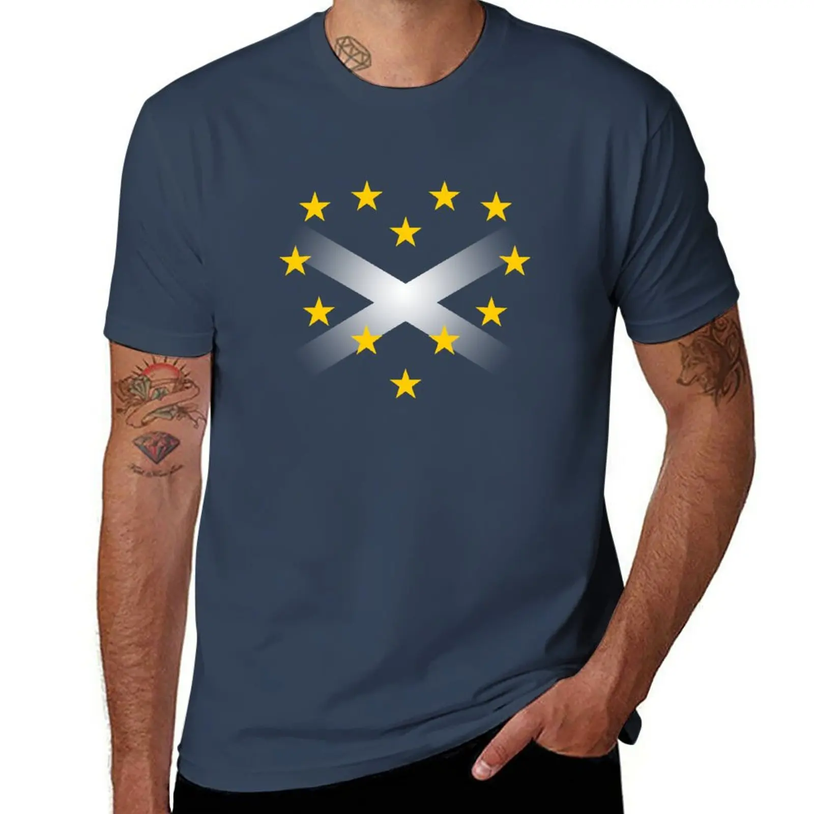 EU Heart with Scotland Saltire Flag T-Shirt Aesthetic clothing sports fans for a boy clothes for men