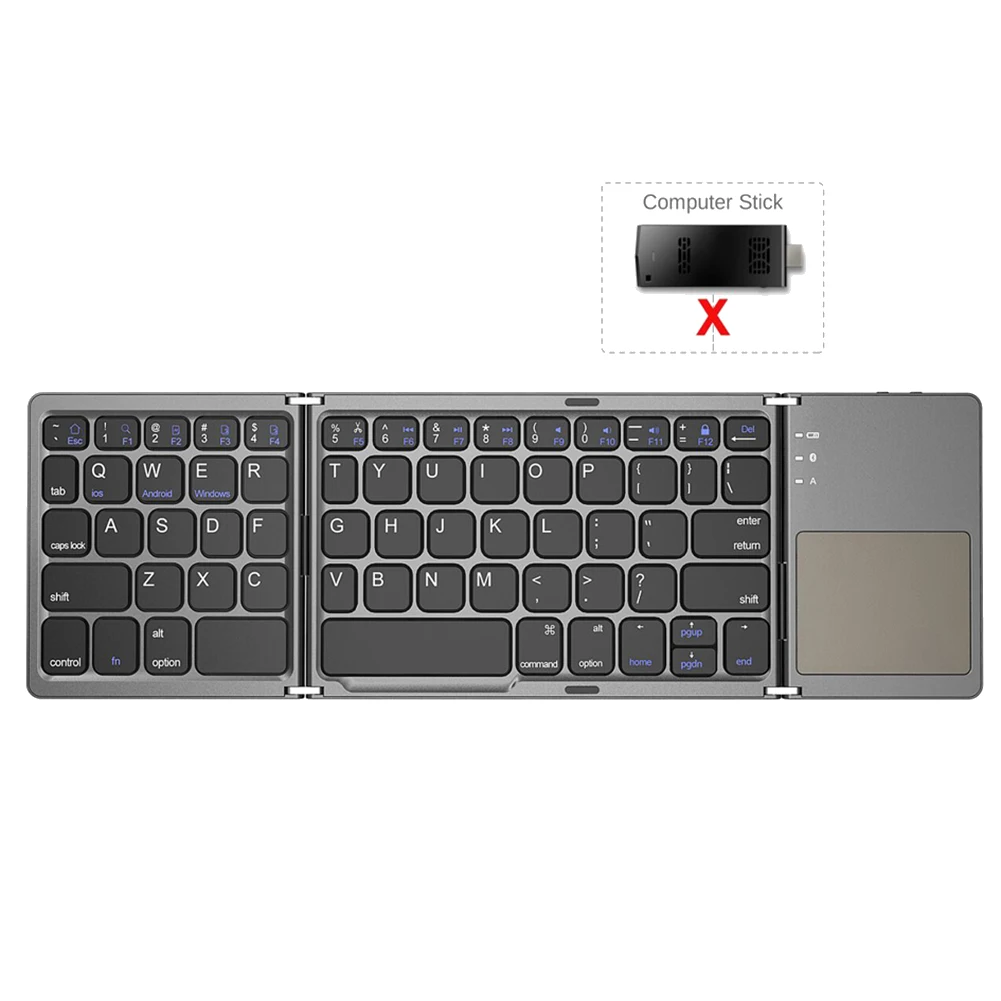 B033 Mini Folding Keyboard, Wireless Bluetooth Keyboard with Touchpad for Windows, Android,