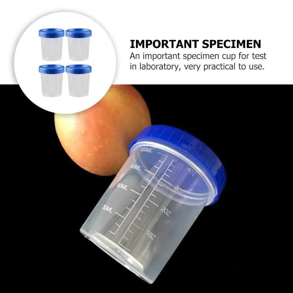 25Pcs 120Ml Screw Lid Specimen Cup Graduated Measuring Cup for Collection Pathology Cytology Reagent Pre-Filling Lab