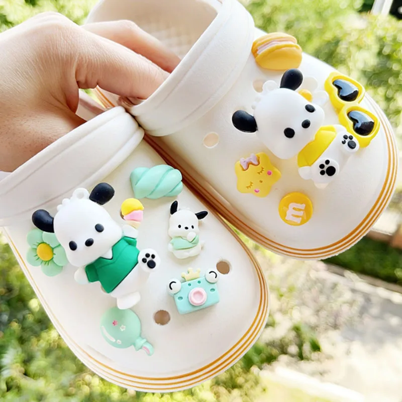 

MINISO 3D Pochacco Shoe Charms for Teens Shoes Accessories Kids Beach Bag Sandals Buckle DIY Shoe Decorations Halloween Gifs