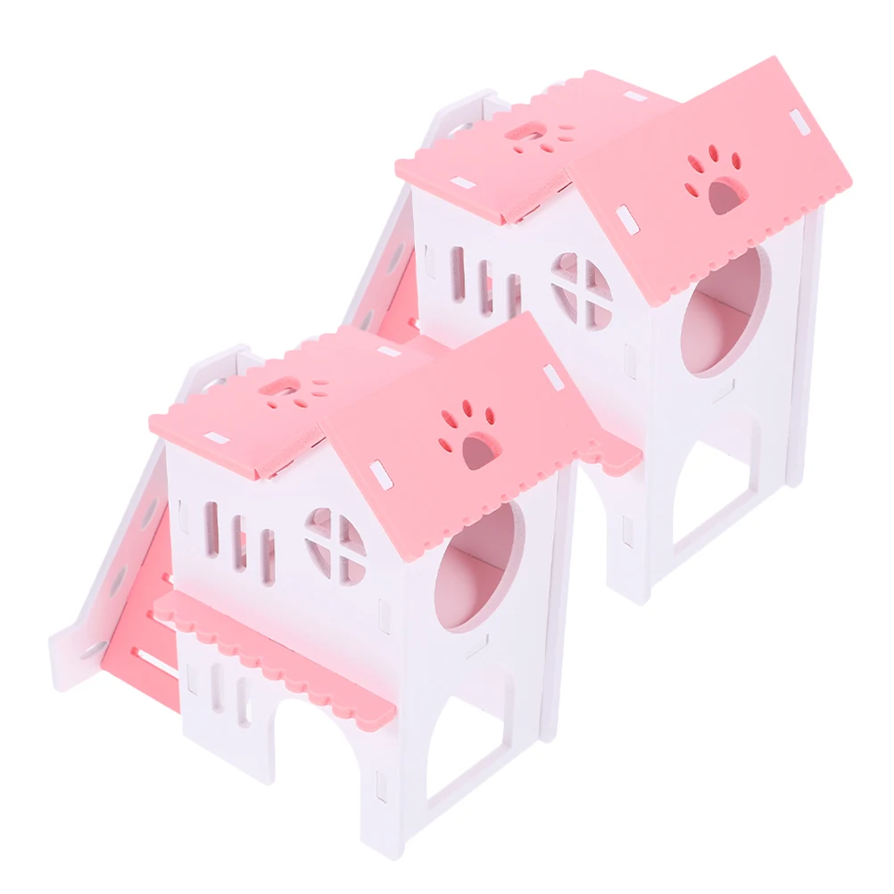 

2pcs Pvc Hideout Small House Villa For Guinea Pig Gerbil Mice Cozy Warm Durable Pet Shelter Small Animal Hut Hamster Cage