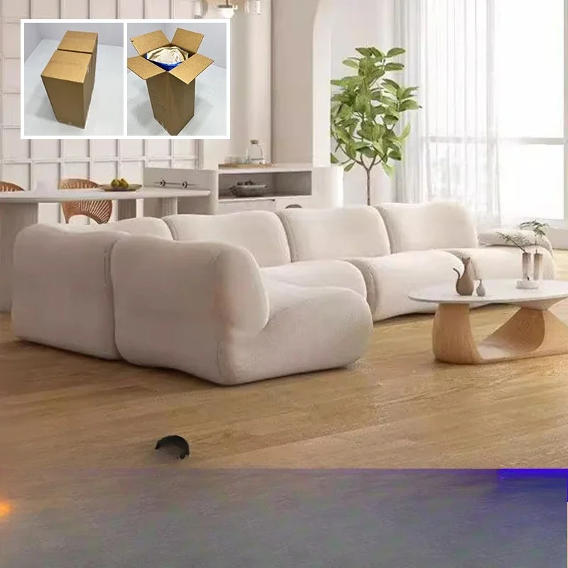 Fabric sofa, full sponge compression sofa, retro style module combination sofa