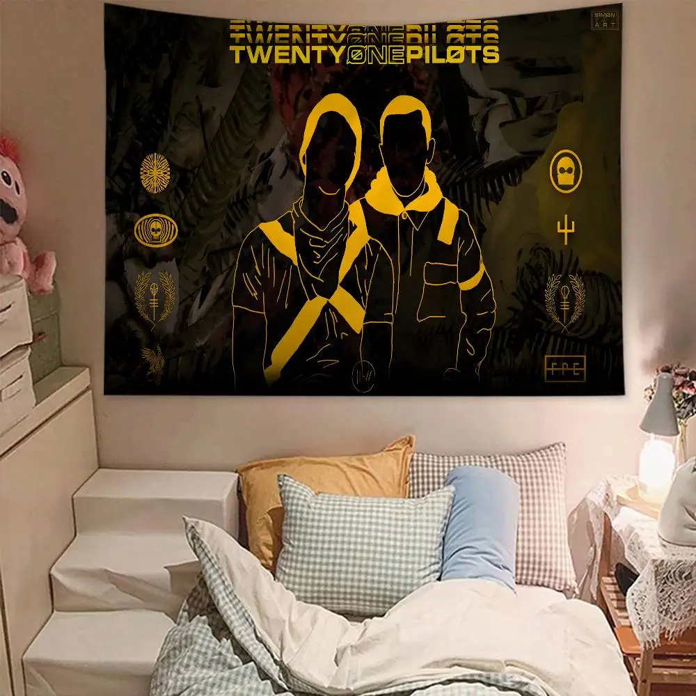 Pop Band T-Twenty One Pilots DIY Wall Tapestry Hanging Tarot Hippie Wall Rugs Dorm INS Home Decor
