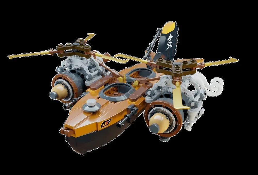 417PCS MOC Steampunk Twin Rotor Flying Pirate Assault Vessel Building Blocks Model Airship Desktop Display Ornament