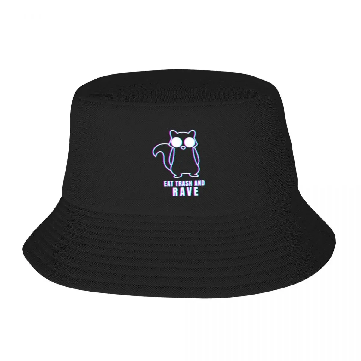 Eat trash and Rave Techno Raver EDM Trance Bucket Hat Snap Back Hat Wild Ball Hat Beach Bag For Man Women's