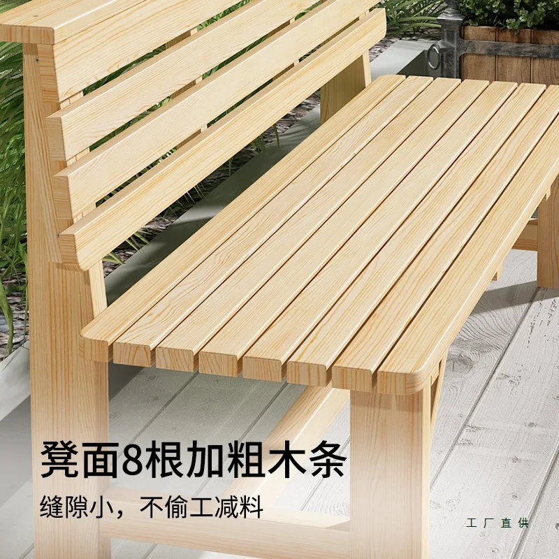 Outdoor benches, solid wood backrest chairs, outdoor seats, outdoor benches, anti-corrosion wooden chairs, simple benches, park