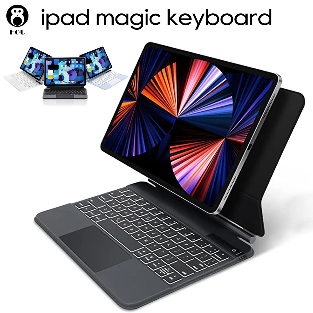 

HOU Backlit Magic Keyboard For iPad Pro 11 12.9 iPad Air 4 5 Magnetic Floating teclado bluetooth ipad keyboards With Trackpad