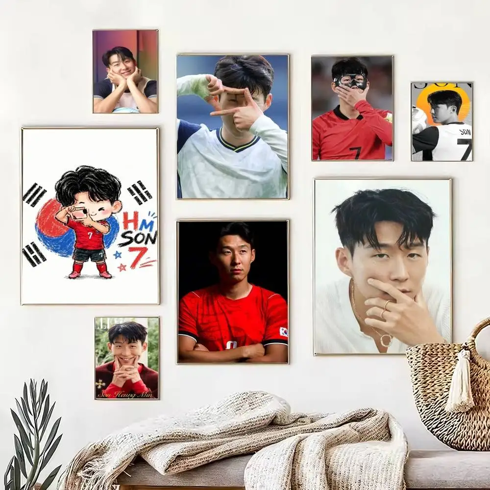 Hot Football Star Son Heung min  Poster High Quality Dorm Living Room Aesthetic Wall Decoration Painting Stickers Gift
