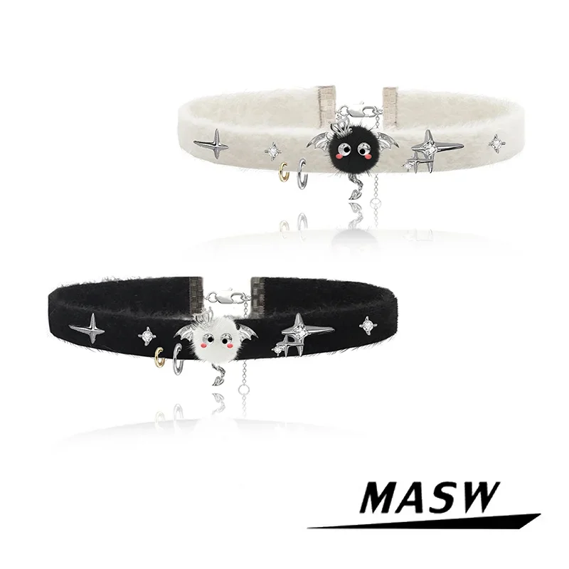 MASW Original Design Exaggerated Jewelry Star Black White Cartoon Choker Necklace For Women Girl Party Celebration Gift