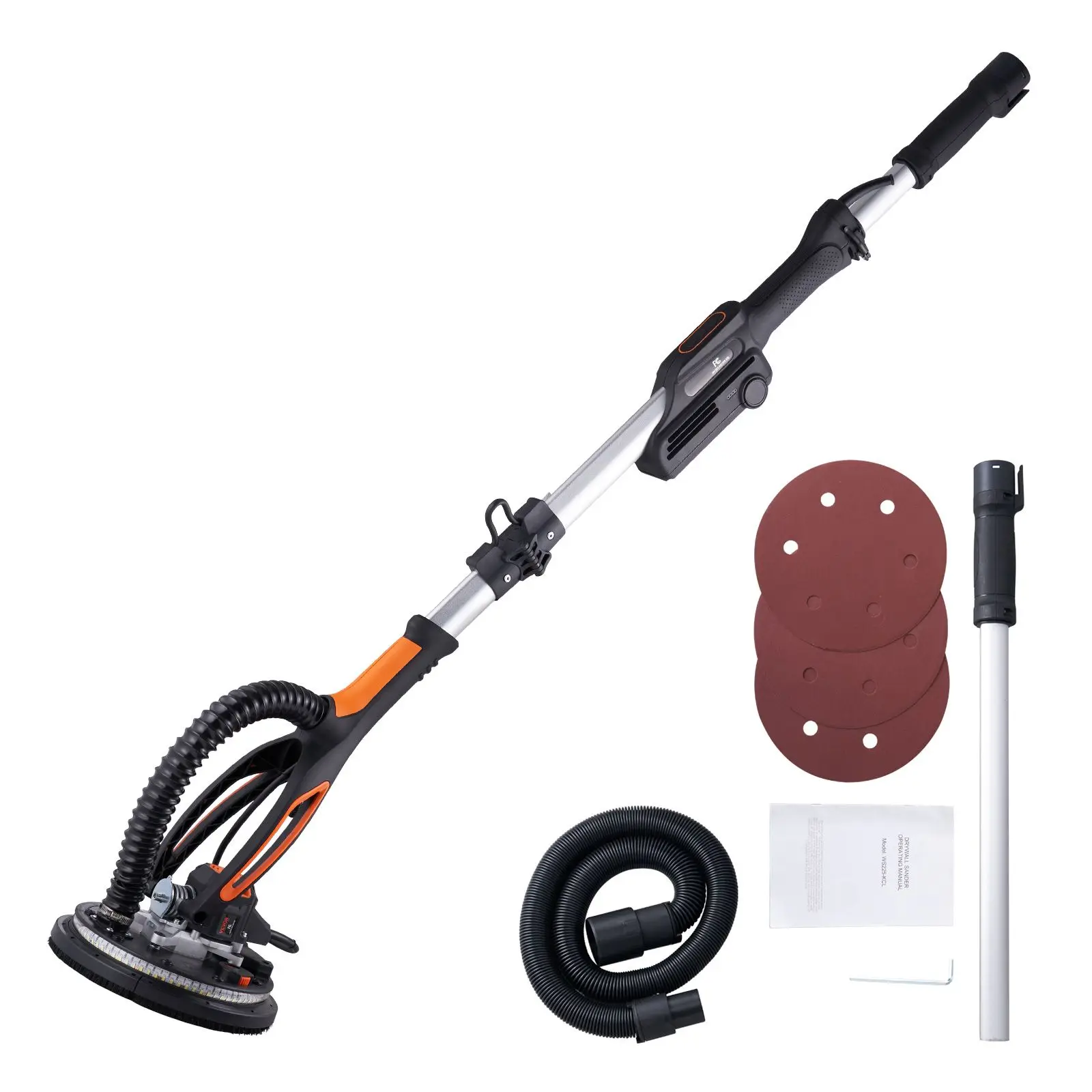 Drywall Sander, 800W Brushless Motor Electric Sander, Variable Speed 1000-2300 RPM Wall Sander, Foldable Ceiling Sander with Double-Deck LED Lights, Extendable Handle, 12 Sanding Discs