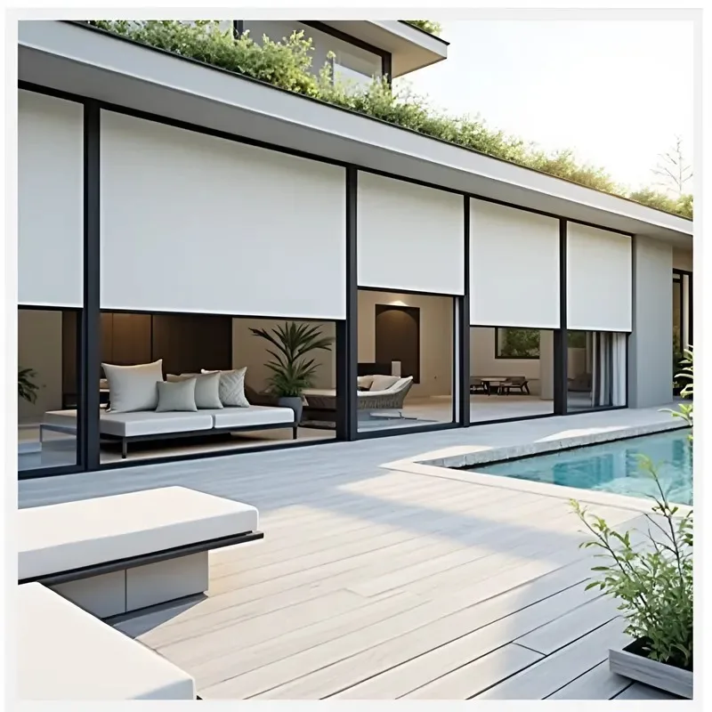 2026Smart Home Office Electric Vertical Blinds Sunshades Roller Shades for Windows and Patios Automated Curtain System