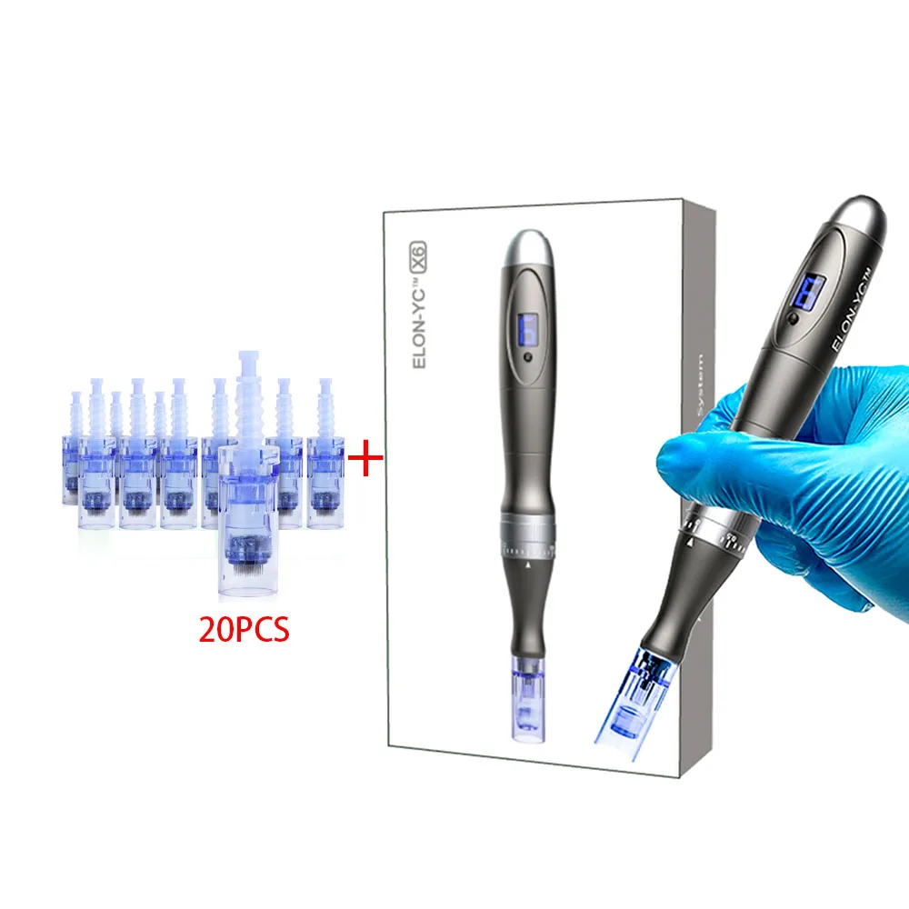 Электрическая микроигла 21000 об/мин, профессиональная машинка Dermapen с 20 сменными патронами