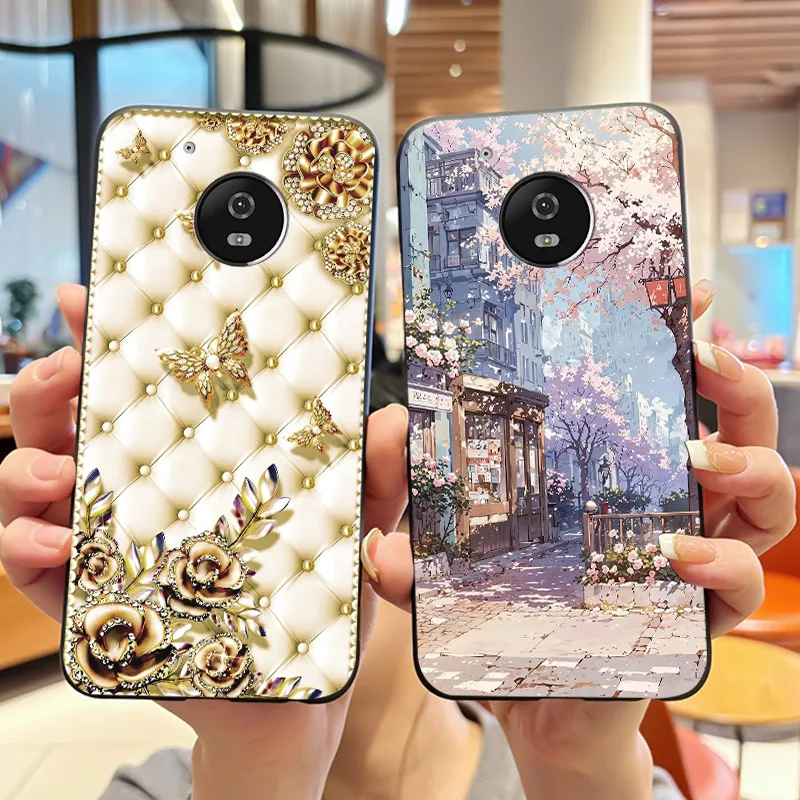 Capa macia à prova de choque para motorola moto g5 capa preta para motorola moto g5 plus design exclusivo capa impressa