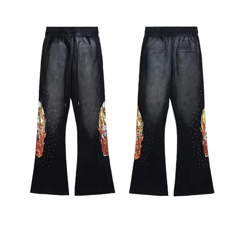 

Waed Denim Orange Purple Men Women Straight Leg ket Decorated Cotton Trousers Youth Faion Casual Long Pants