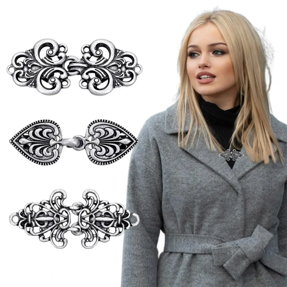 3 Pcs Shawl Collar Clip Buttons Retro Sweater Cardigan Clips Electroplated 3 Styles Shawl Closures Buckles Clothes DIY Supplies