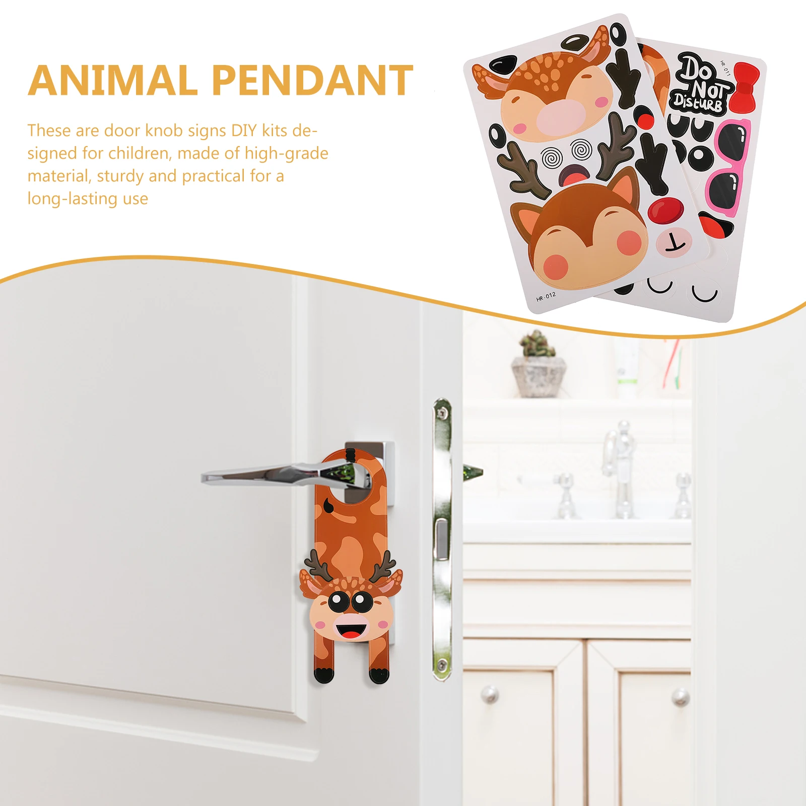 2 قطعة DIY بها بنفسك الحيوان على شكل مقبض الباب علامات عدة الكرتون نمط الاطفال يدوية الصنع الباب العلامات الإبداعية التعلم زينة معلقة