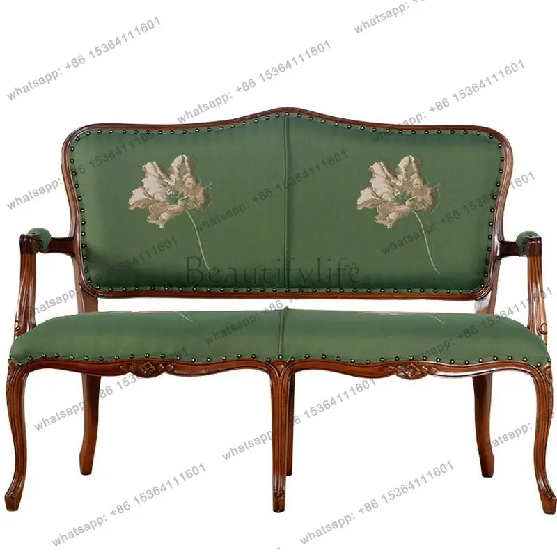 

All solid wood double cloth American carved living room casual French retro style chair