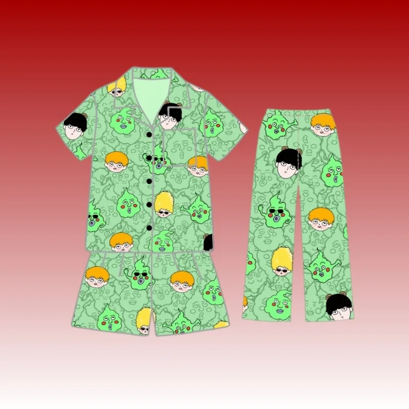 Mob Psycho 100 Dimple Reigen Arataka Hausanzug, hoher Farbwert, kreativer Cartoon, niedliches dreiteiliges Set mit kurzen Ärmeln, Shorts und Hose. – Detail 4