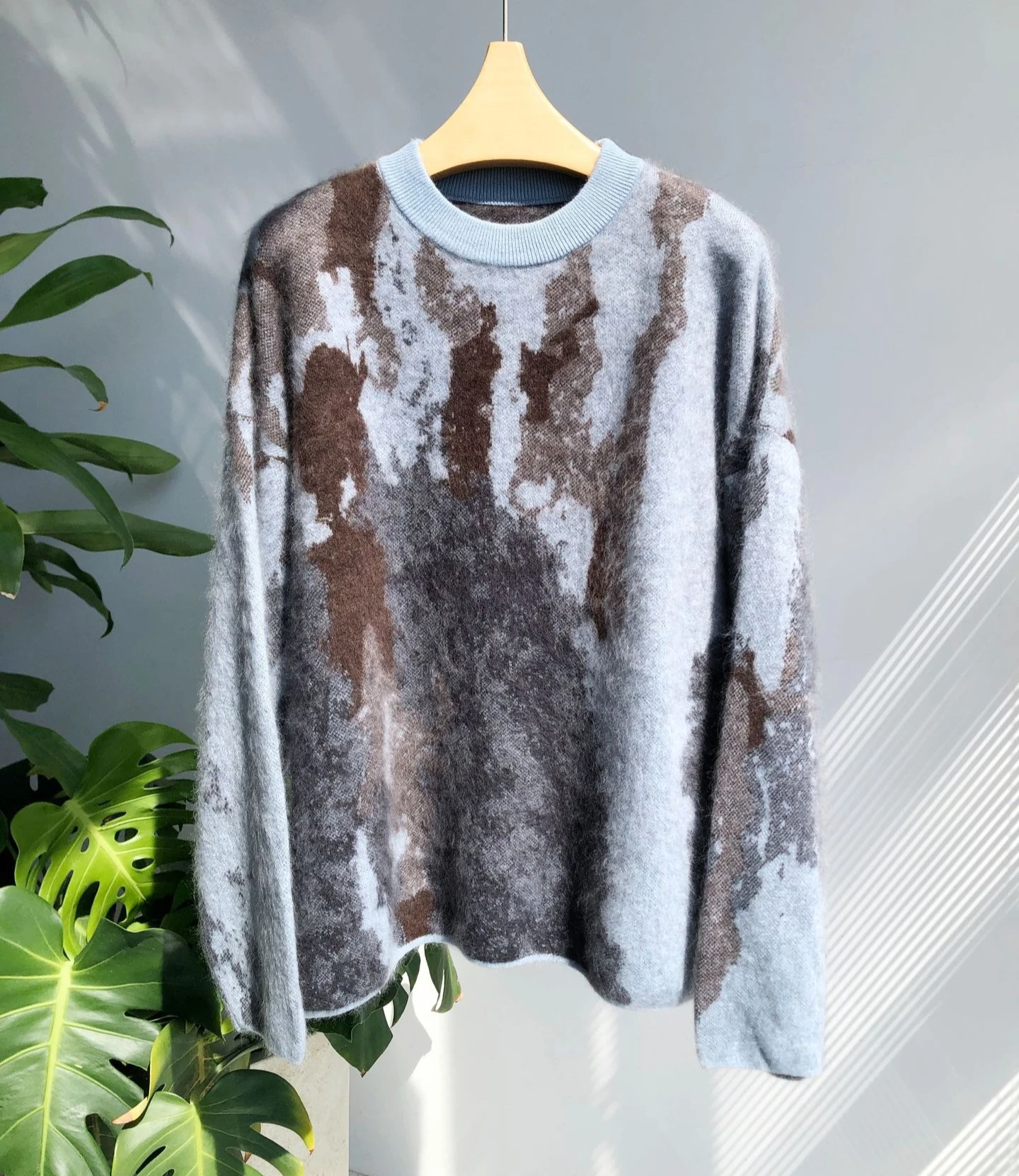 

Women's round neck wool cashmere sweater long sleeve winter warm clothes colorful tops