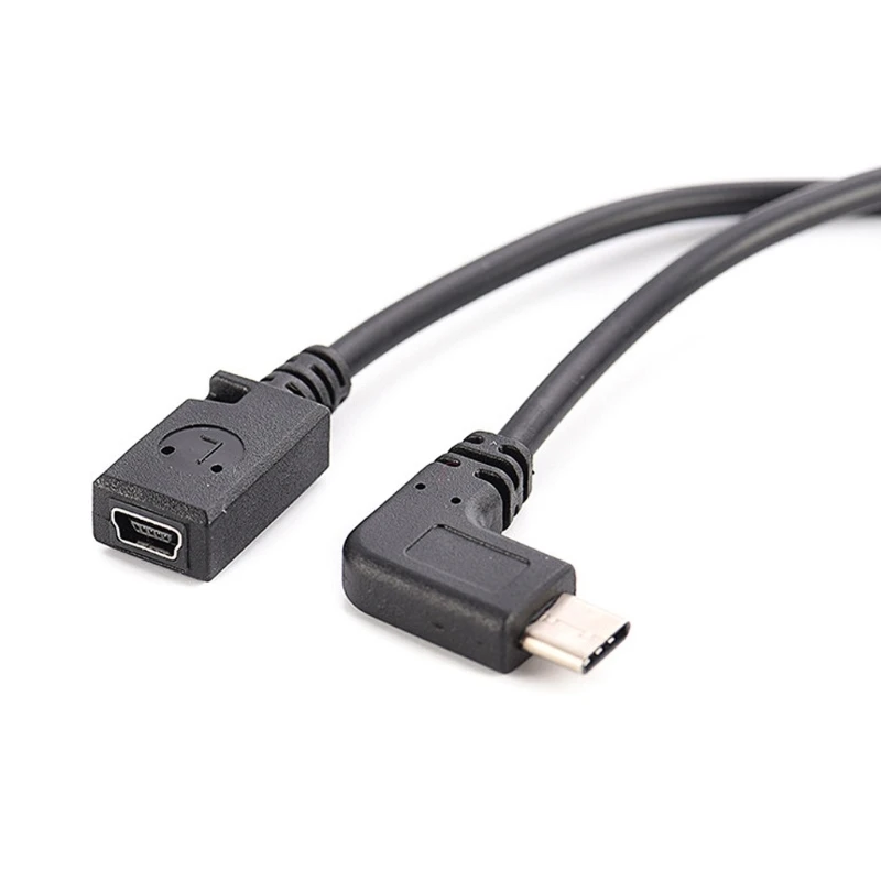 XD99 Mini USB fêmea para USB C macho adaptador sincronização transferência dados carregamento 90 graus