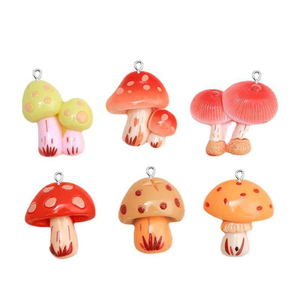 10PCS Shiny Forest Mushroom Series Flat Back Charms For Earrings Bracelet Hairpin DIY Jewelry Pendants Decoration Accessories