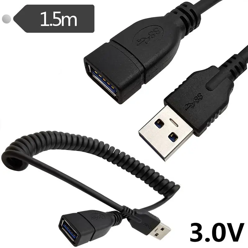 Cabo de extensão extensível, USB 3.0, macho para fêmea, computador, mouse, teclado, unidade USB, AM para AF