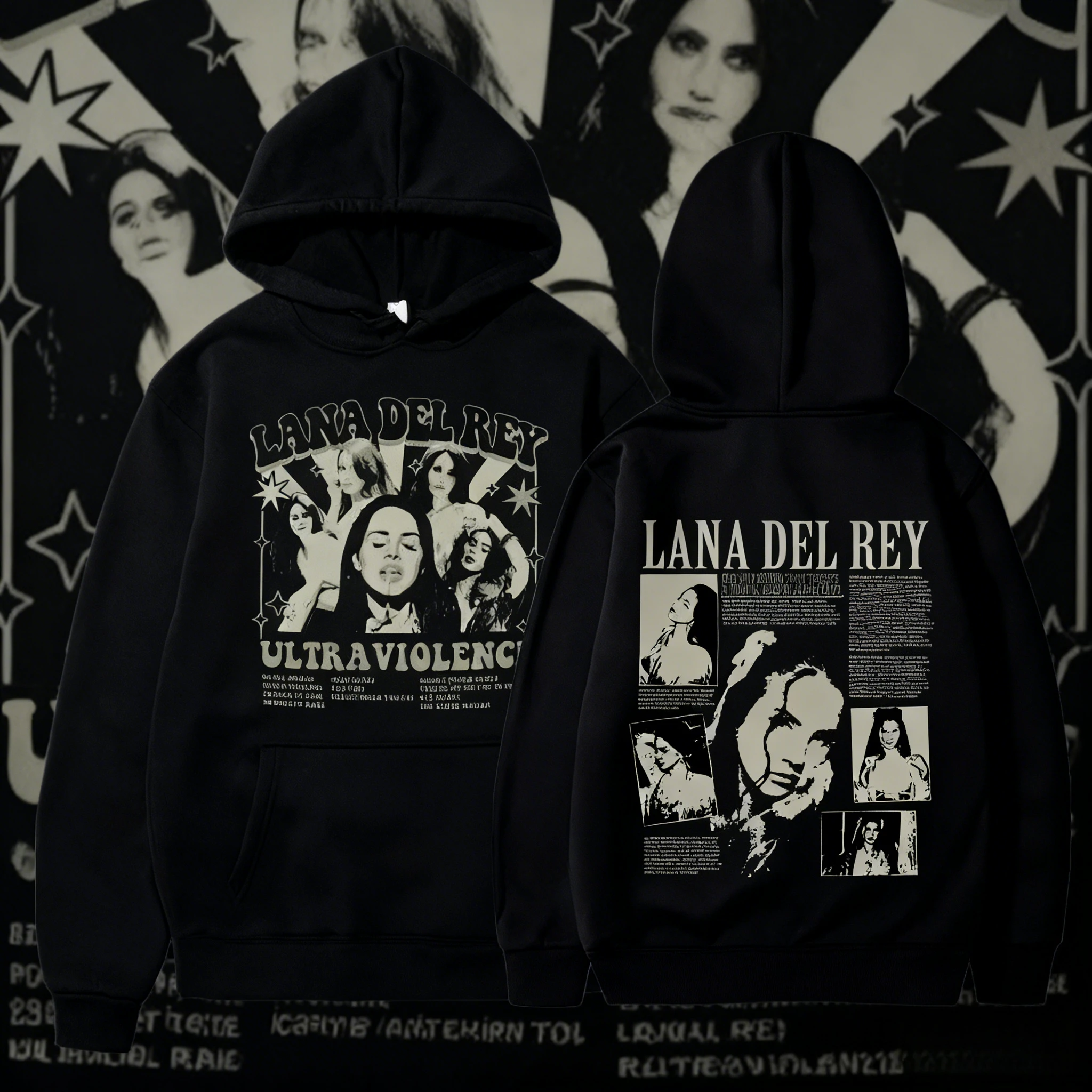 2025 automne/hiver chanteur Lana Del Rey capuche Ultraviolence Album de musique capuche hommes mode coton chaud pull ample vêtements de rue