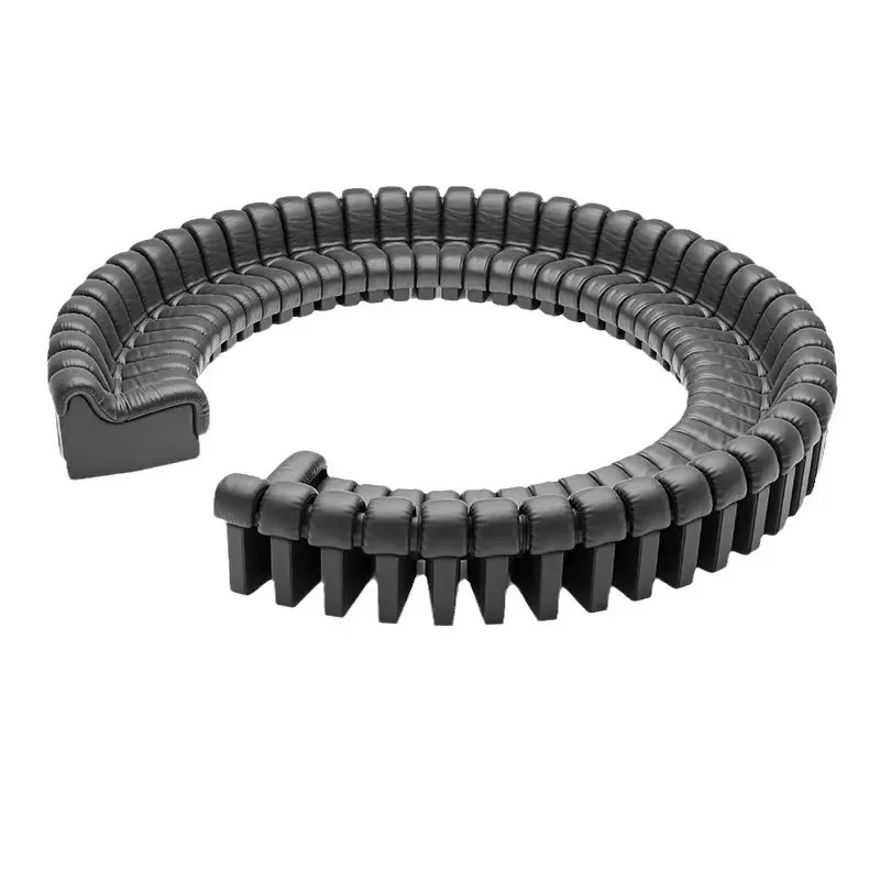 Sofá curvo, sofá de couro serpentina, minimalismo moderno, módulo, combinação