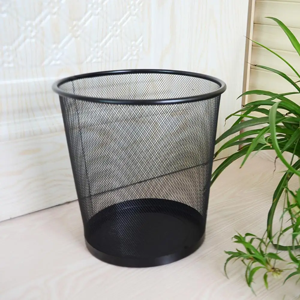 Mesh Trash Bin Paper Basket Kitchen Bedroom Office Rubbish Waste Holder Can Household Home Cleaning Tools Trash Can Dustbin